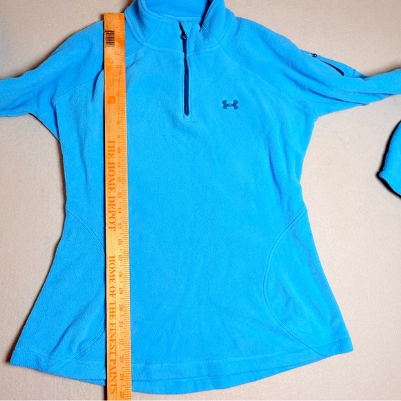 Under Armour Women's Aqua Blue 1/4 Zip Pullover Fleece Jacket Sz S Activewear - Picture 6 of 7